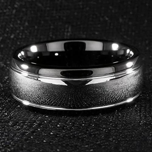 6MM 8MM 10MM Women's Or Men's Black and Silver Dome Gunmetal Tungsten Carbide Wedding Rings