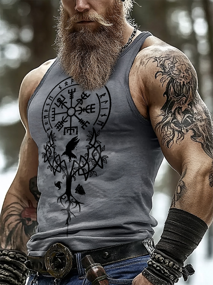 ⚡️Flash sale ⚡️Viking Valhalla Tattoo Design Rune Print Vest 