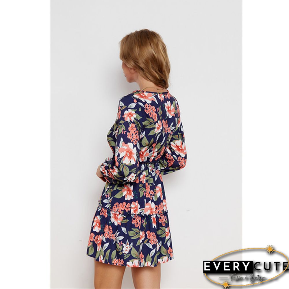 Loose Floral Waist Slim Dress