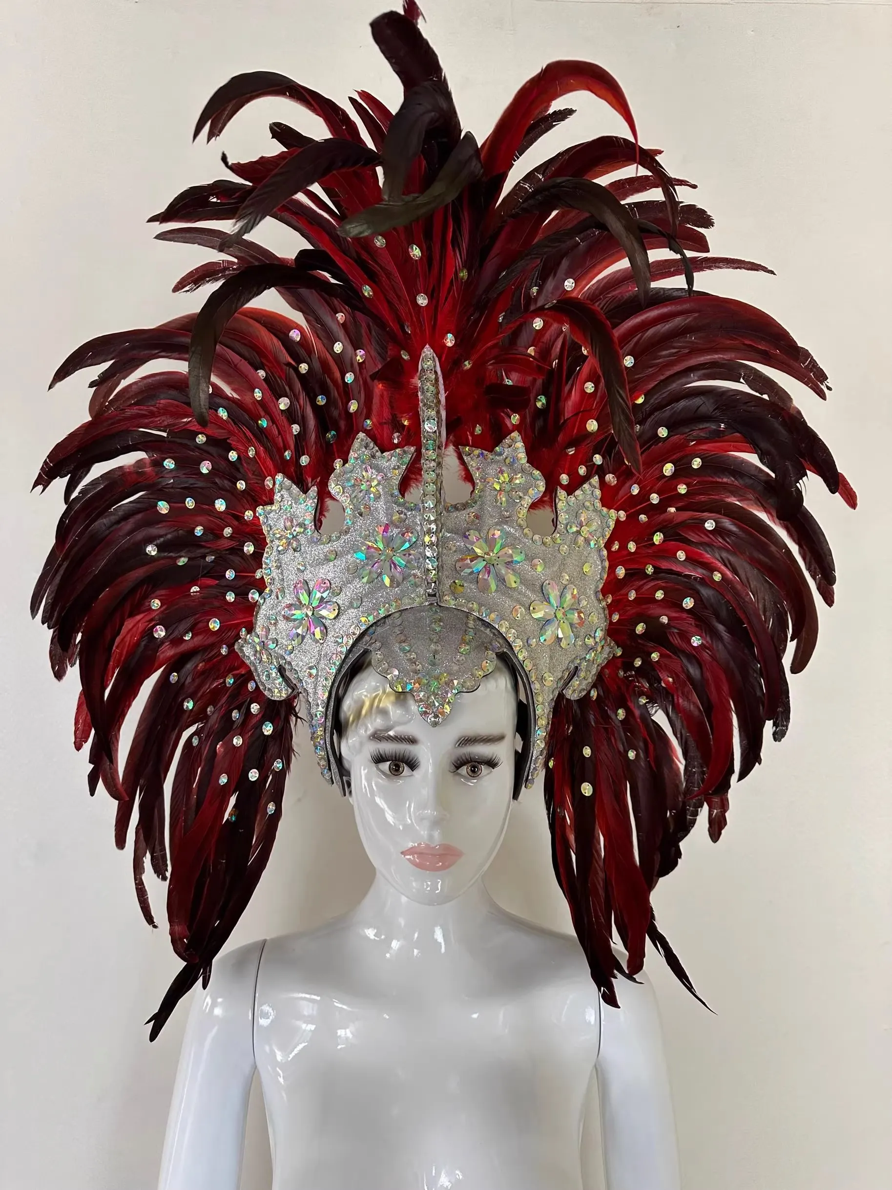 VCSHOES Feather headdress samba costume carnival halloween party bar performance hat makeup dance wings parade