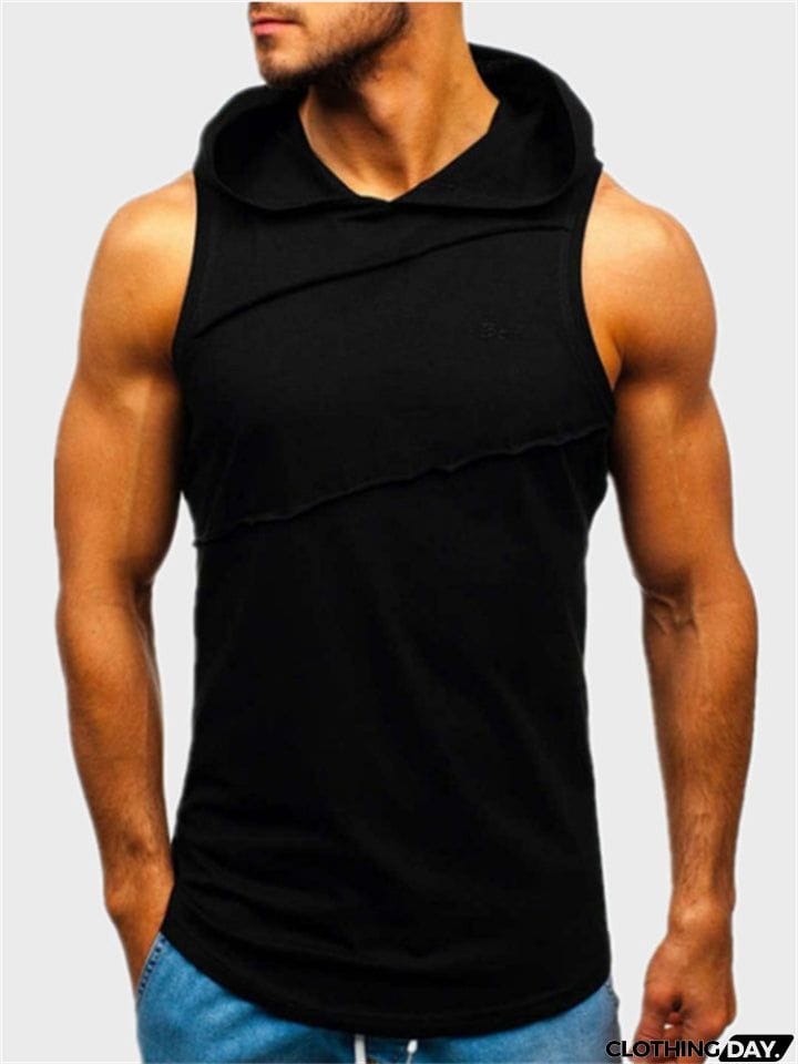 Popular Pullover Sports Fitness Sleeveless Hoodie Mens