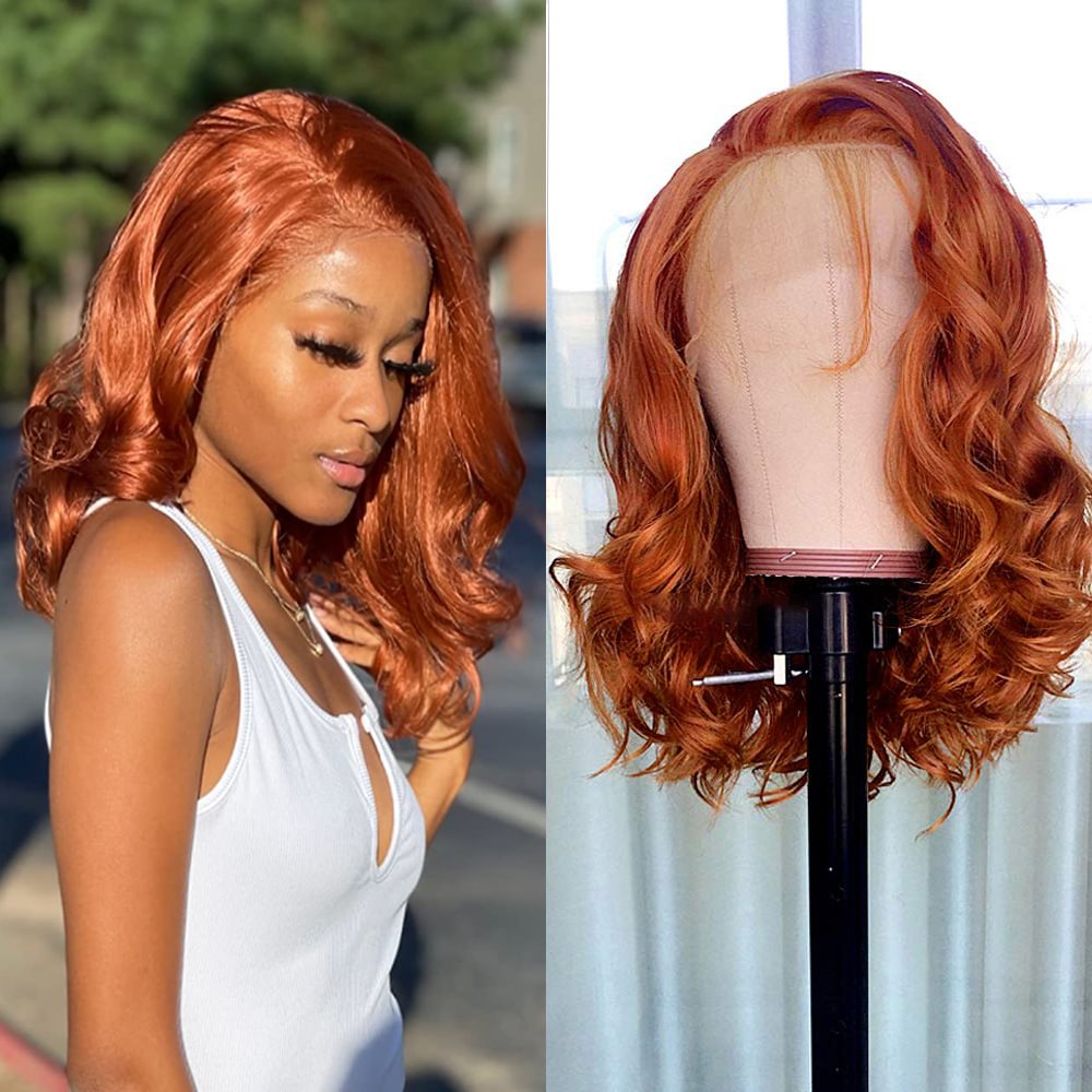 Highlight Orange Wig Wavy Wigs Long Curly Hair US Mall Lifes