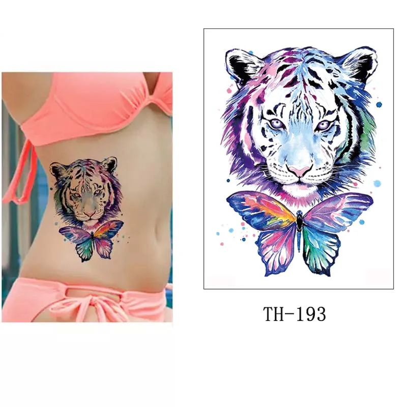 Sdrawing Temporary Tattoos Man Forest Color Painting Tattoo Sticker Tiger Wolf Fake Tattoo for Women Tatto Sleeves for Arm