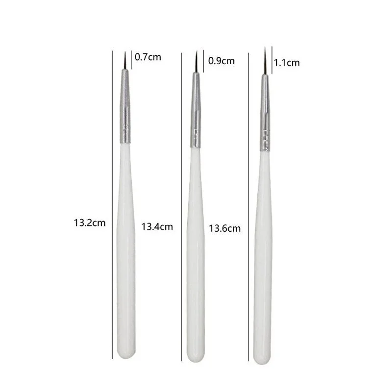 3Pcs Acrylic French Stripe Nail Art Liner Brush Set 3D Tips Manicure Ultra-thin Line Drawing Pen UV Gel Brushes Painting Tools-Nail Inspo