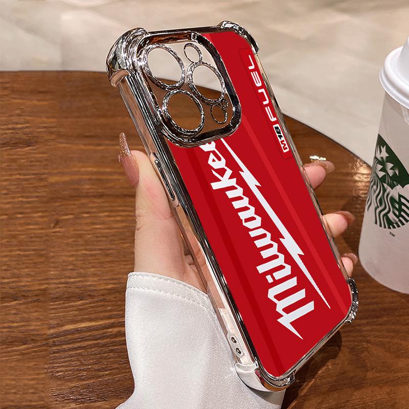 Product Introduction of Designed for iPhone 16/15/14/13/12/11 Pro Max Plus Electroplating luxury transparent four corner anti drop and shockproof phone case Red Pattern Milwaukee Phone Case 010 face phone case Protector Screen Protector Protection Cover 6