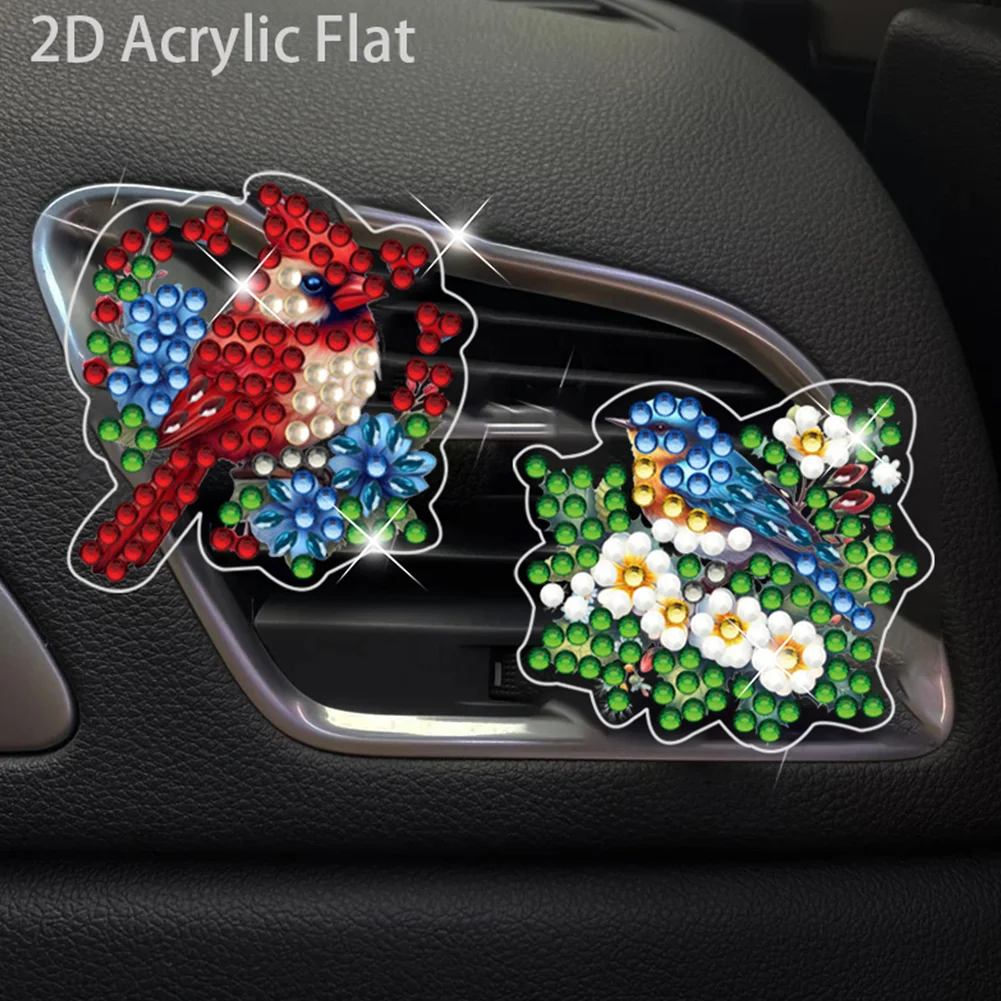 4pc Bird DIY Diamond Painting Car Air Vent Clip Air Freshener for Adult Beginner