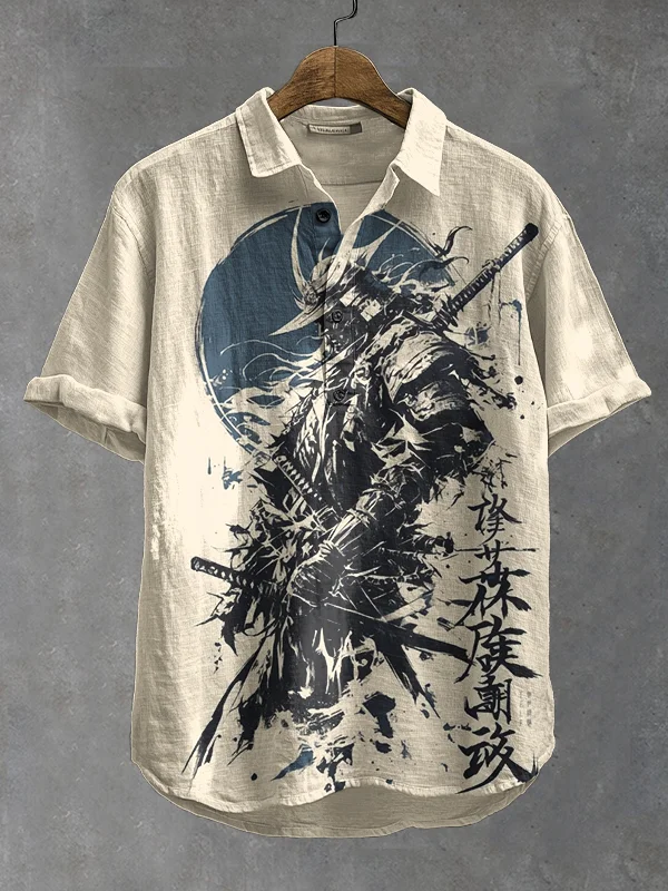 Men's Legendary Warrior Art Print Casual Shirt