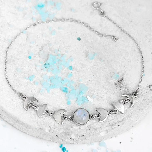 925 Moon Phase Moonstone Bracelet