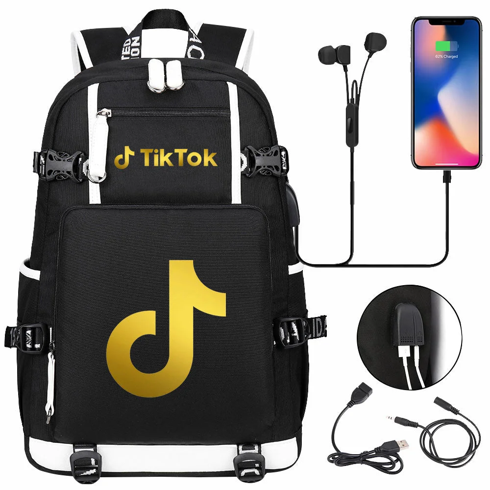 Buzzdaisy Tik Tok #7 USB Charging Backpack School NoteBook Laptop Travel Bags