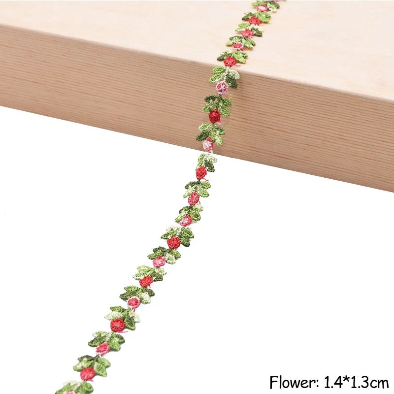 2Yards Flower Embroidered Lace Trim Ribbons Fabric Trim DIY Sewing Handmade Craft Materials Clothes Accessories Home Decoration