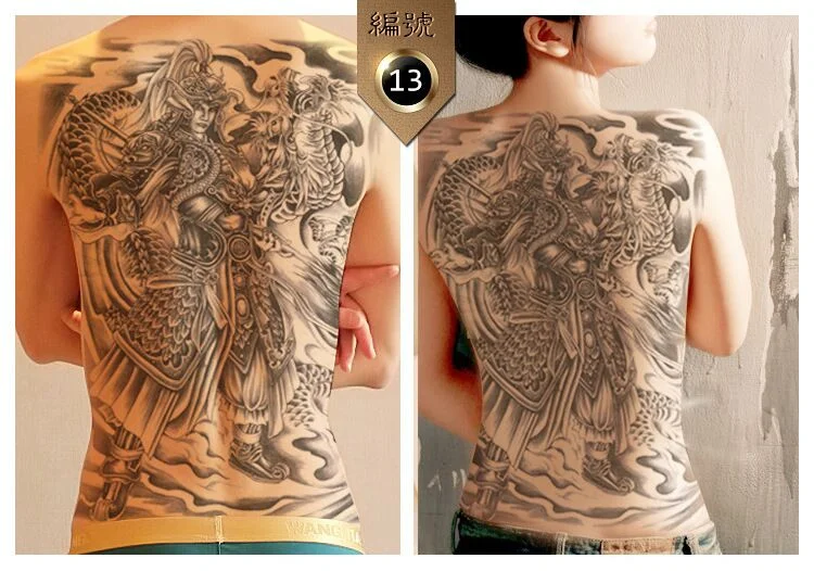 New 48*35cm Large geisha Tattoos Men Women Waterproof Big Temporary Tattoo Stickers Full Back Body art Fake Tattoo dragon skull