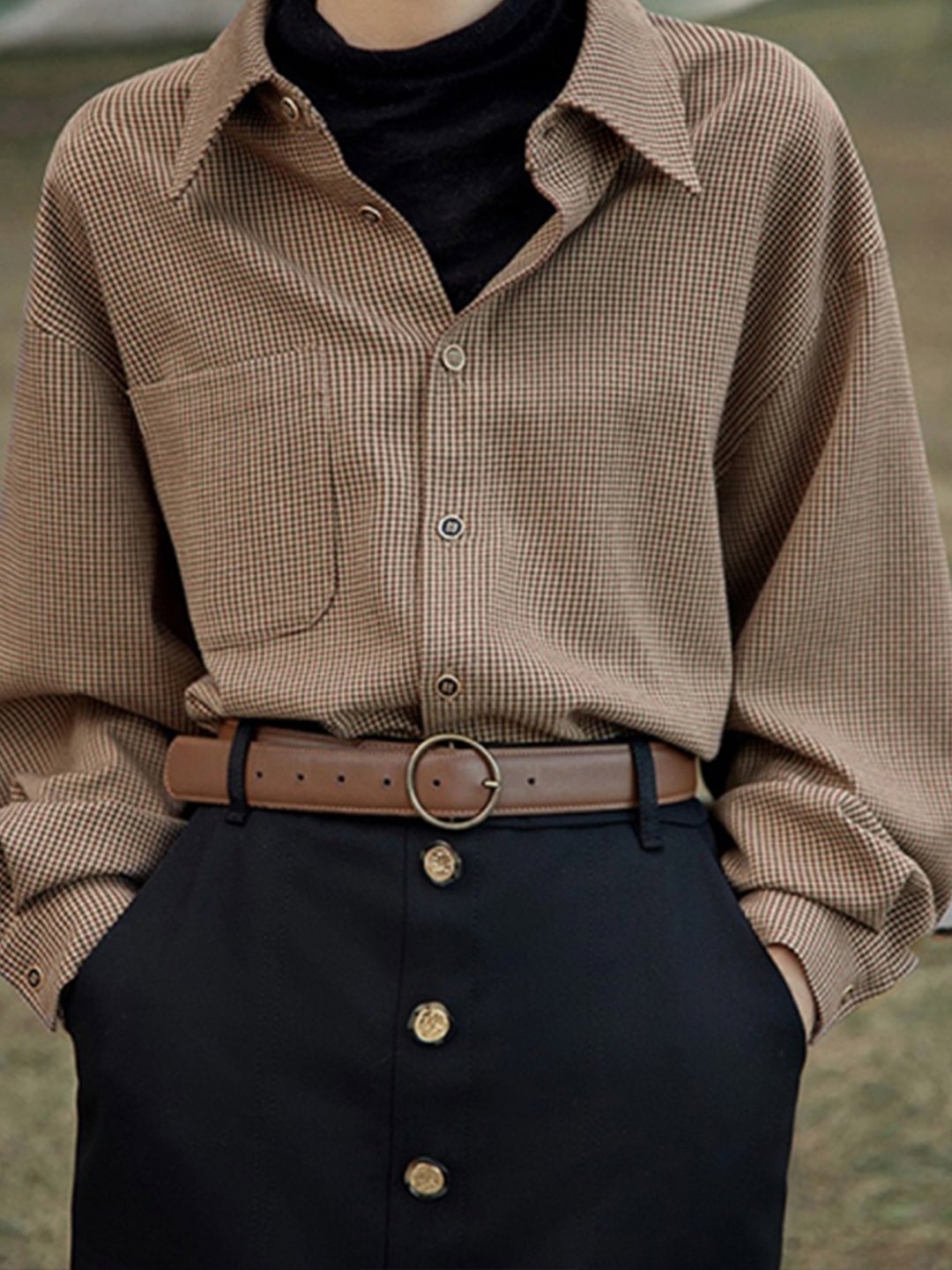 Vintage British Houndstooth Check Ladies Shirt