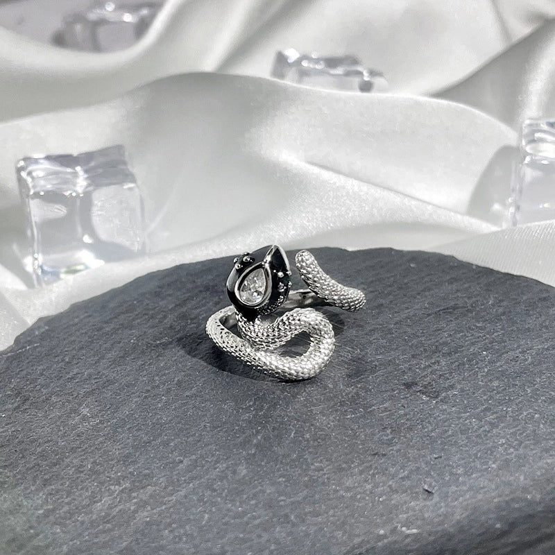 Hip-Hop Cool Style Snake Copper Plating Inlay Rhinestones Open Rings