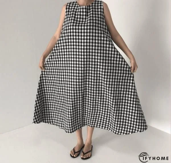 Black Casual Sleeveless Weaving Dress | IFYHOME