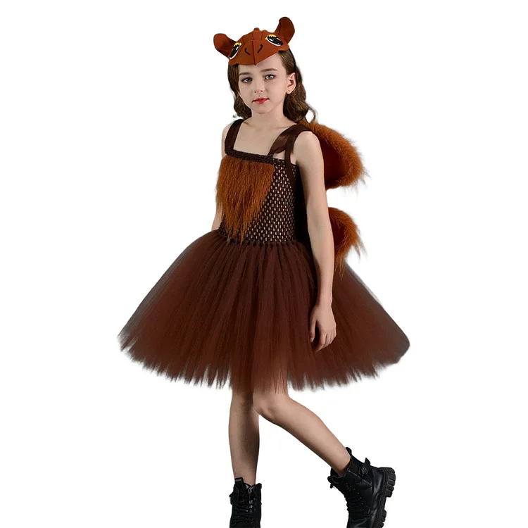 Kids Children Animals Camel Brown Tutu Dress Set Outfits Cosplay Costume Halloween Carnival Suit