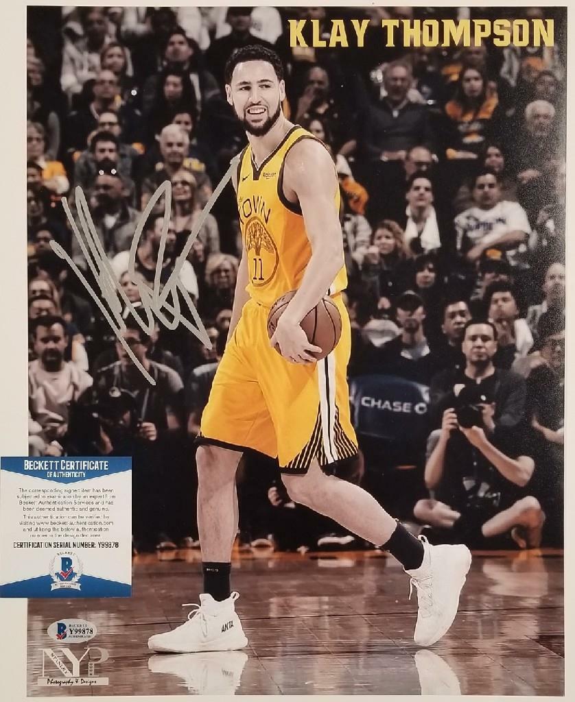 Klay Thompson signed 11x14 Photo Poster painting Golden State Warriors Auto 2 ~ Beckett BAS COA