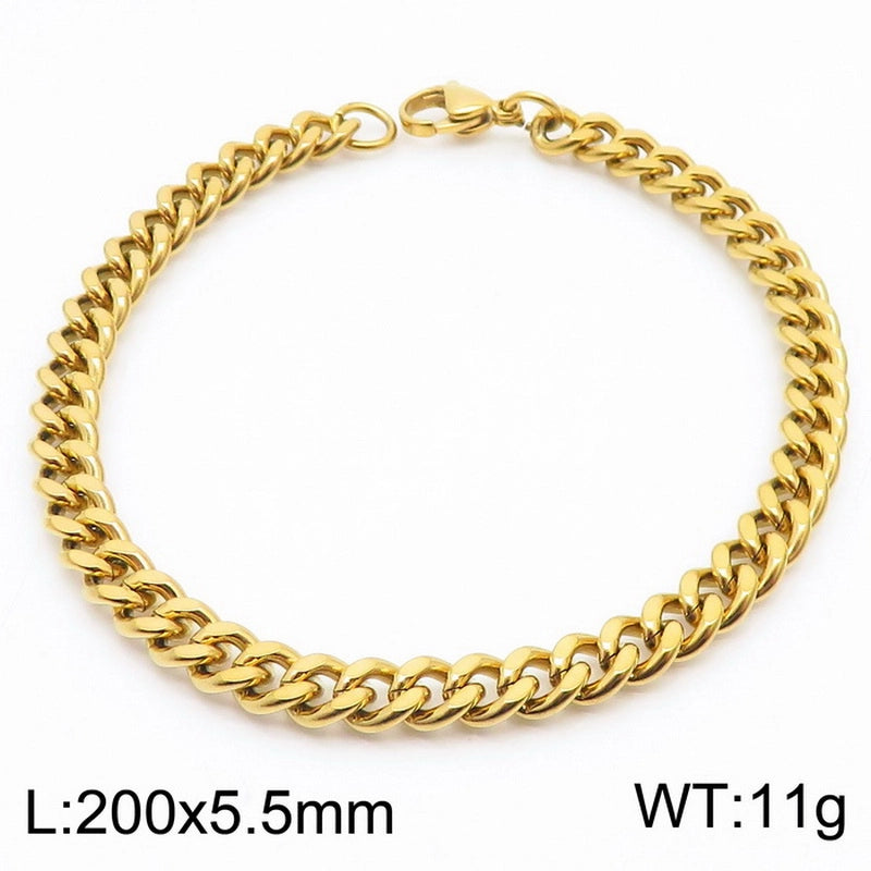 Stainless Steel Personality Fashion Trend Simple Two-Side Grinding Cuban Link Chain Bracelet Accessories