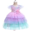 Kid Baby Girl Sequins Tulle Rainbow Sweet Princess Frocks Dress