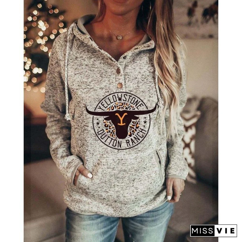Printed Leisure Long Sleeve Hoodie