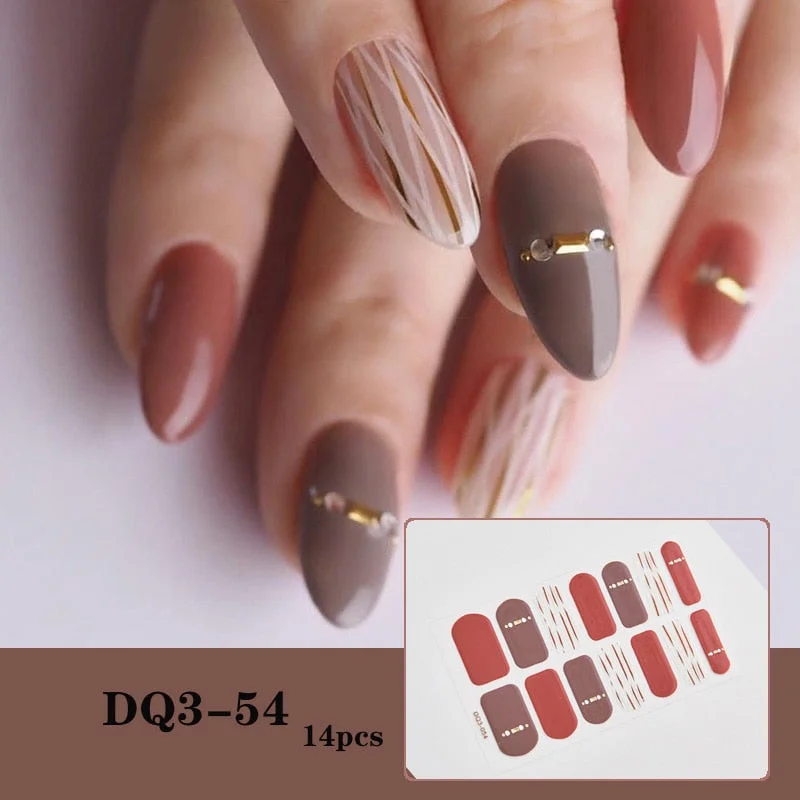 New Designs Full Cover Nail Stickers Fashion Flowers Nail Sticker Set Self Adhesive Manicure Decoracion Nail Strips-Nail Inspo