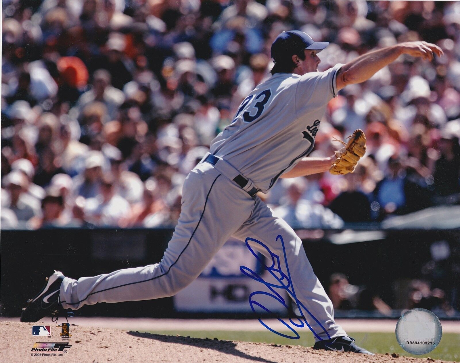 DEREK LOWE LOS ANGELES DODGERS ACTION SIGNED 8x10