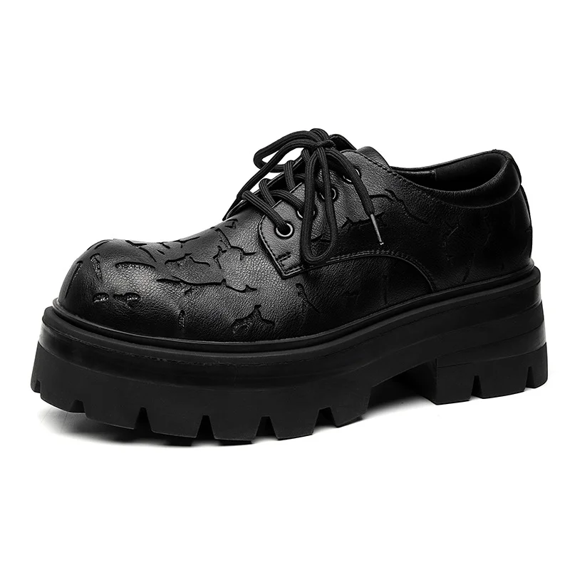Tanguoant Tanguoant 2023 New Men's Leather British Platform Casual Derby Shoes Full Wear Crack Low Top 2905-M