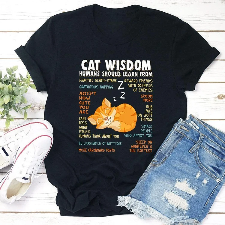 Cat Wisdom T-shirt Tee - 01283-Annaletters