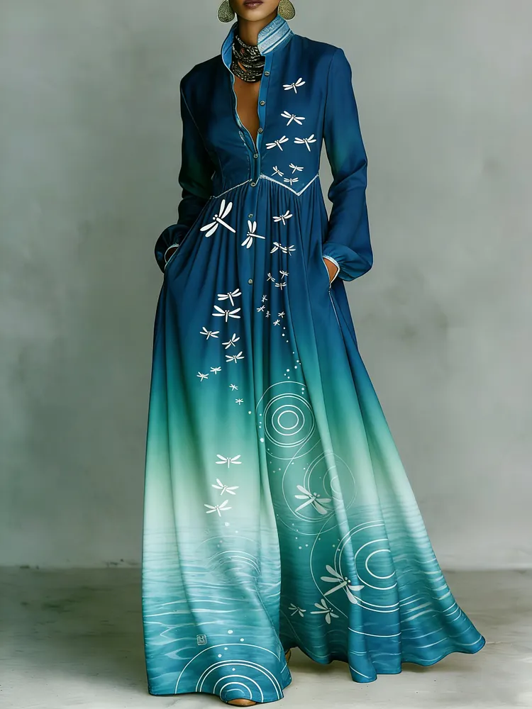 Women's Printed Elegant Romantic Vacation Medium Sleeve Maxi Dress