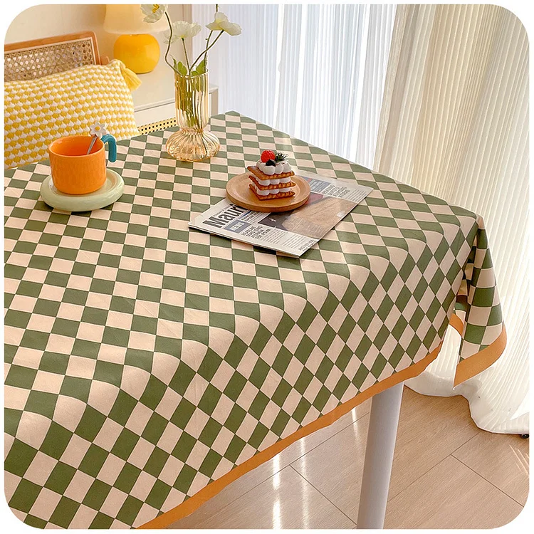 Journalsay Fabric Tablecloth Plaid Small Fresh Desk Cover Towel Makeup Tablecloth Desk Mat