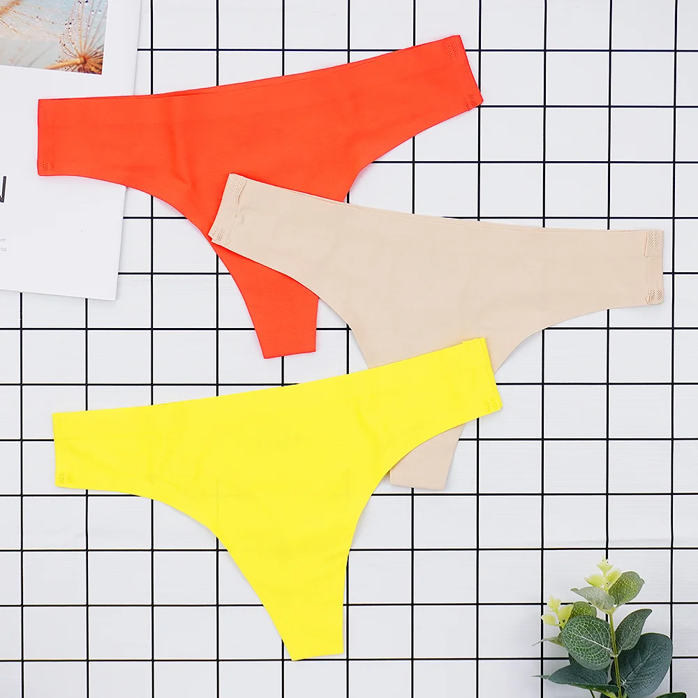 Billionm Sexy Seamless Thongs Ladies Ice Silk G-String Woman Sport Intimate Comfort Panties Female Underpants Plus Size S-4XL