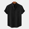 Men's Linen Shirt Henley Shirt Front Pocket Casual Shirt Black Short Sleeve Plain Hawaiian Holiday Clothing by Inlyline