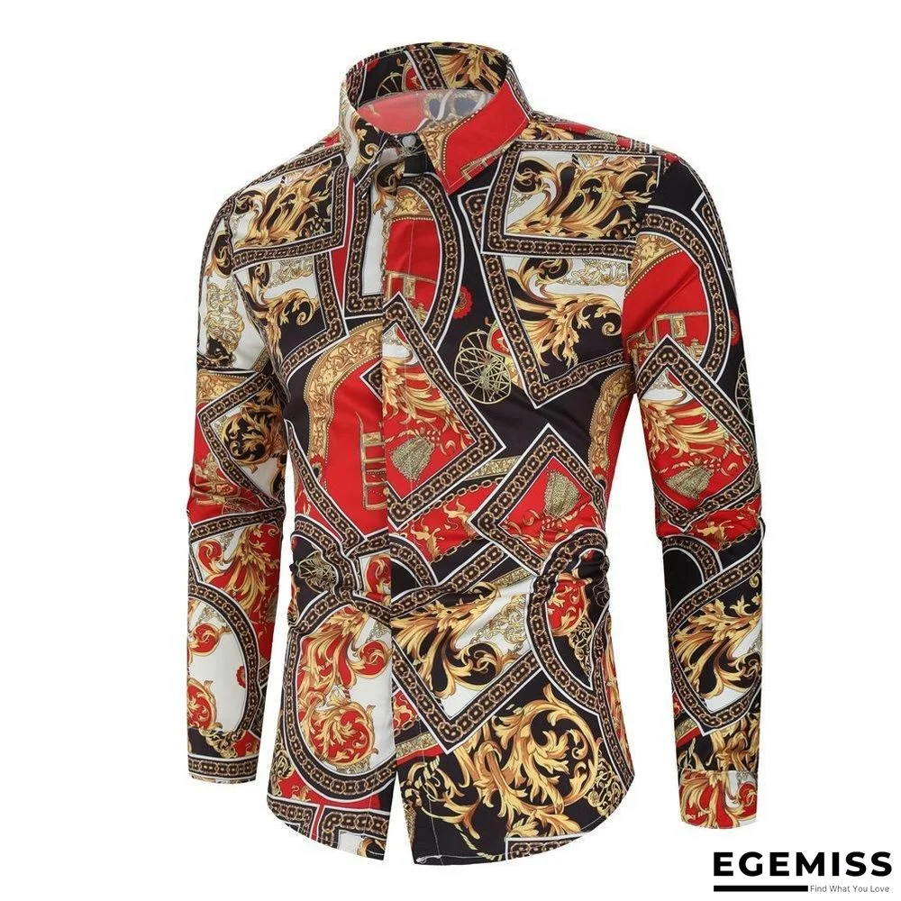 Printed Plus Size Men's Casual Long Sleeve Shirts | EGEMISS