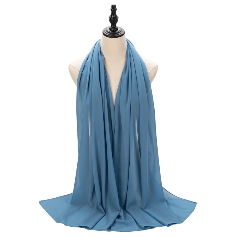 Hot Pearl Chiffon Yarn Muslim Women Hijab Silk Scarf Hui Turban Plain Long Scarf
