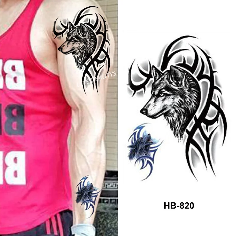 Sdrawing Tiger Cool Temporary Tattoo Sticker Fashion Wolf Waterproof Animal Body Art Arm Fake Removable Tatoo Men Women Personality