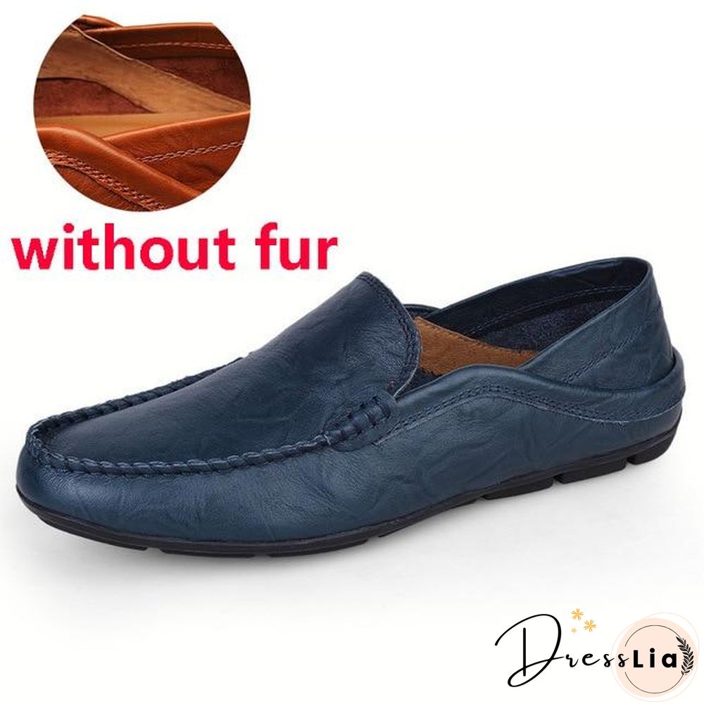 slip on casual men loafers mens moccasins shoes genuine leather men's flats shoes
