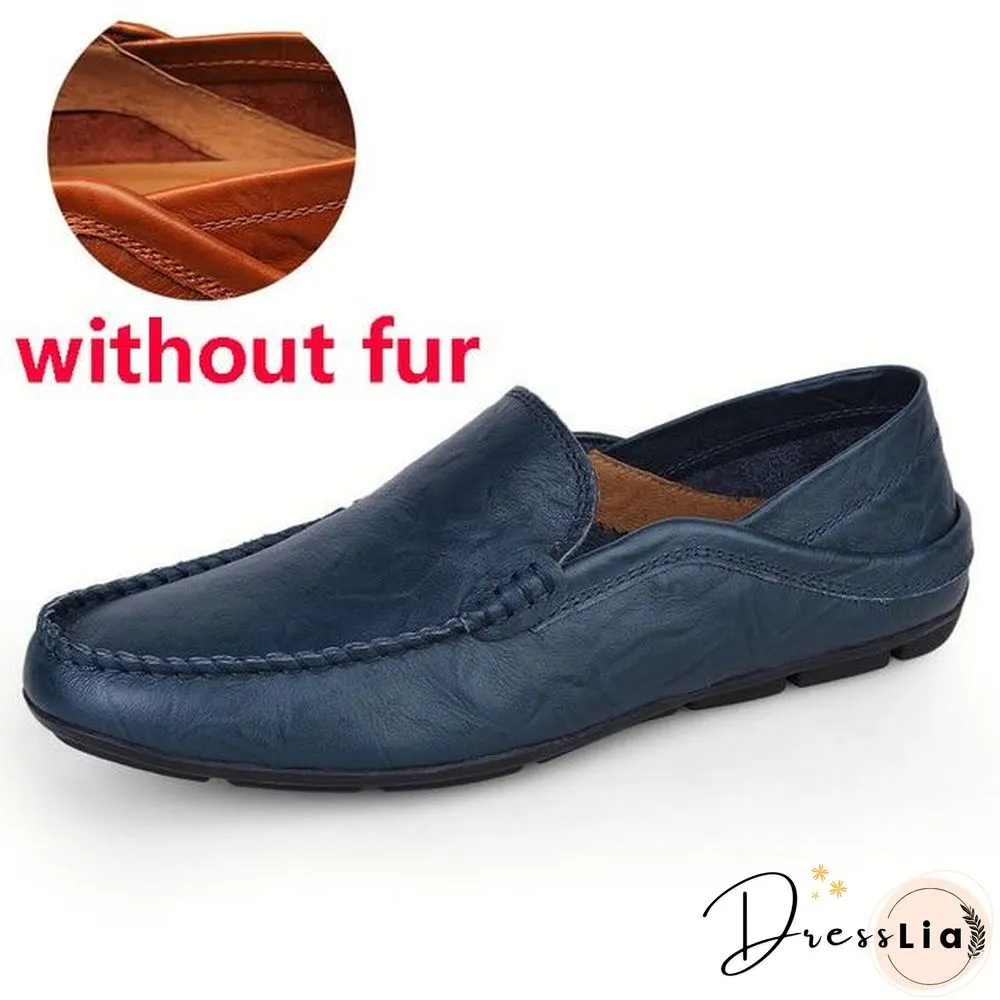 slip on casual men loafers mens moccasins shoes genuine leather men's flats shoes