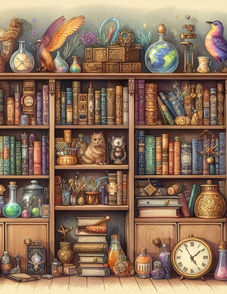 Magical Bookcase 40*50CM(Canvas) Diamond Painting gbfke