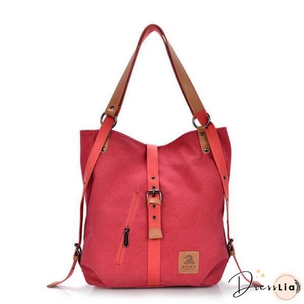 Women Canvas Casual Multifunctional Microfiber Leather Large Capacity Handbag Shoulder Bags Backpack