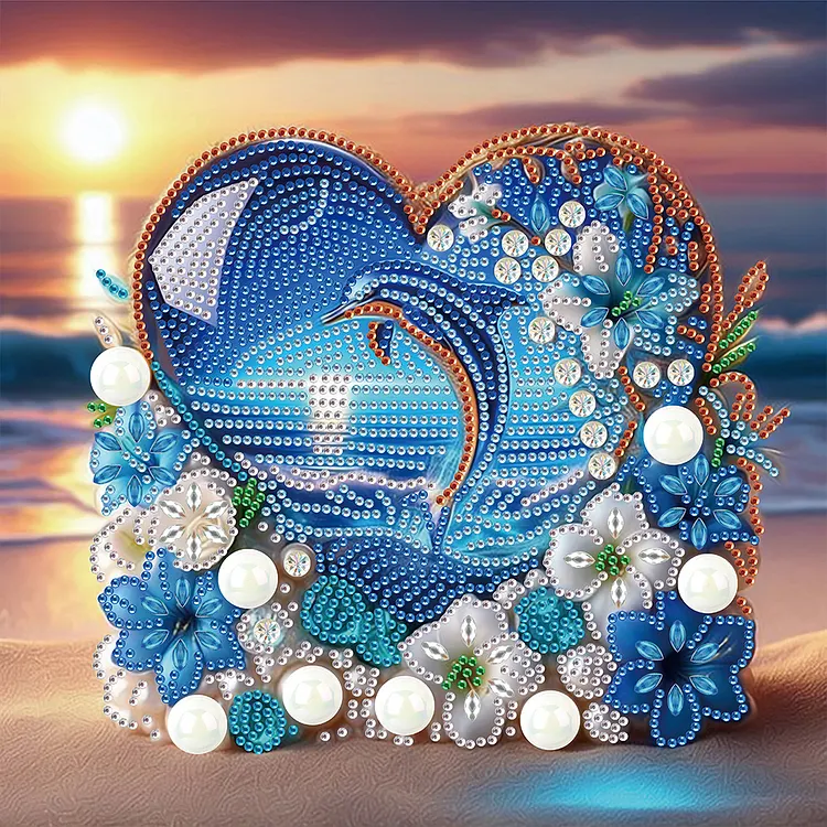 Blue Dolphins 30*30cm (Canvas) Special Shaped Drill Diamond Painting gbfke