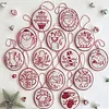 Christmas Embroidery Kit with Toolkit Embroidered Xmas Tree Ornaments Multifunctional Handmade Circle Embroidery Kit For Christmas Tree Home Decor (Red and White ) tapestrymarket