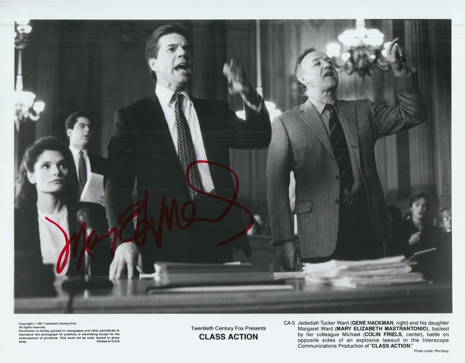 MARY ELIZABETH MASTRANTONIO hand-signed CLASS ACTION 8x10 uacc rd coa ORIG 1991