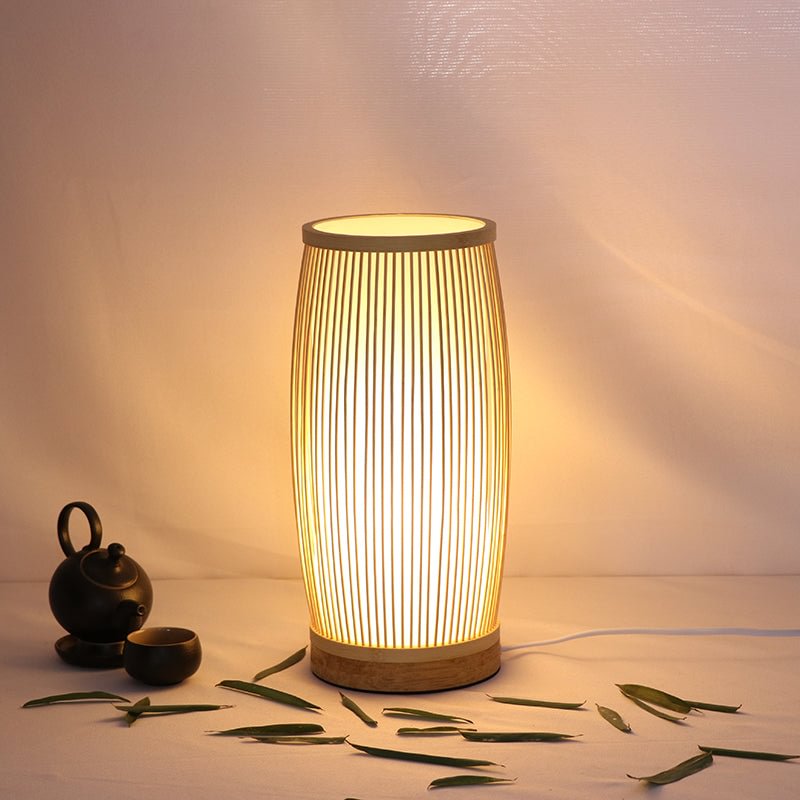 Creative Bedroom Beside Table Lampshade Japanese Handmade Bamboo Desk Light
