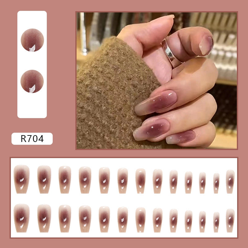 Simple And Cute Classic Style Autumn And Winter Wear Armor Cheap Hot Sale Nail Sticker Caramel Amber Finished Product Fake Nails