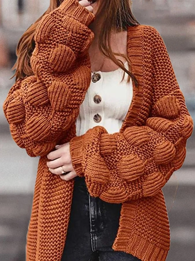 Women's Fashion Solid Color Loose Hollow Sweater Jacket