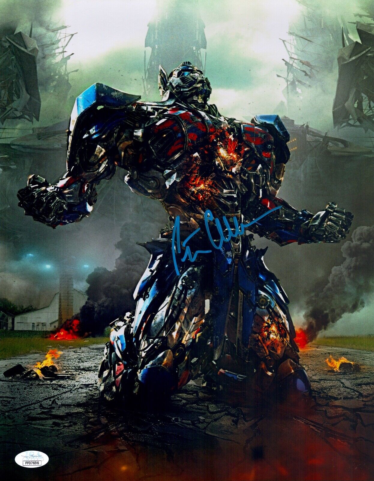 PETER CULLEN Signed OPTIMUS PRIME Metallic 11x14 Photo Poster painting Autograph JSA COA