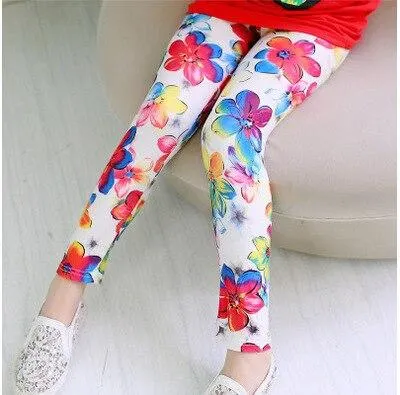 Kids Leggings Baby Girls Clothes Flower Printed Skinny Pants Children Cotton Pencil Trousers 2-11 Years Girl Leggings