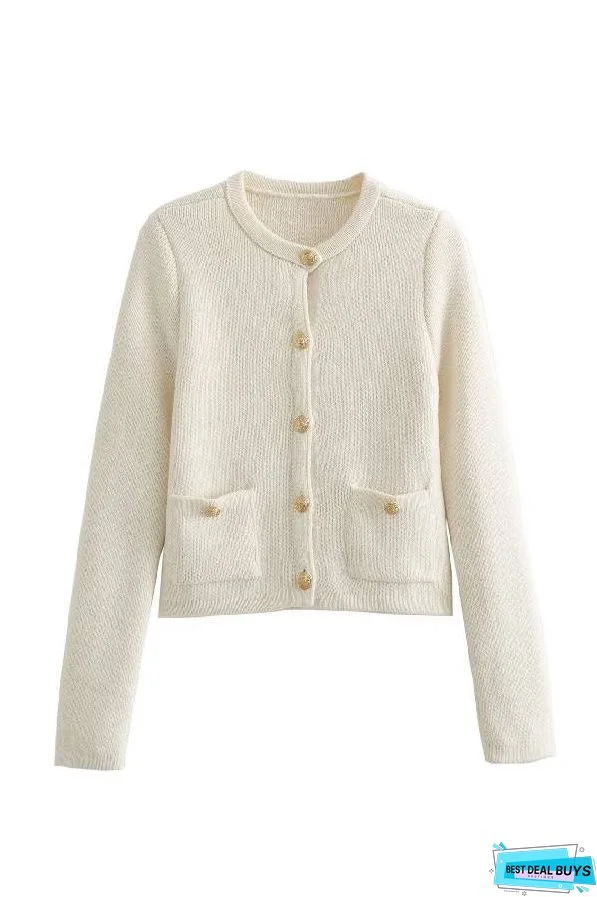 GOLDEN BUTTON KNIT CARDIGAN