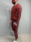 Men's Plaid Cardigan Jacket Trousers Sports Suit