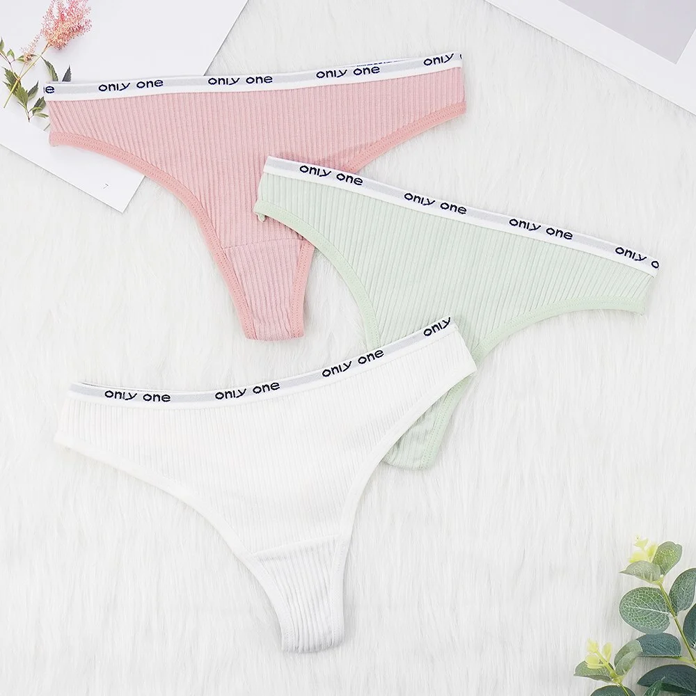 Billionm Sexy Panties for Women Thongs Bikini Ladies Lingerie Underwear Cotton Breathable Sporty Thread Letter Low Rise T Back