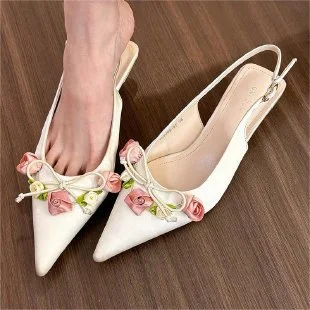 Uveng Uveng Small Sandals Women's 2024 New Summer Explosive Temperament Sharp-Heeled High-Heeled Shoes With Skirt Ballet Style Shoes